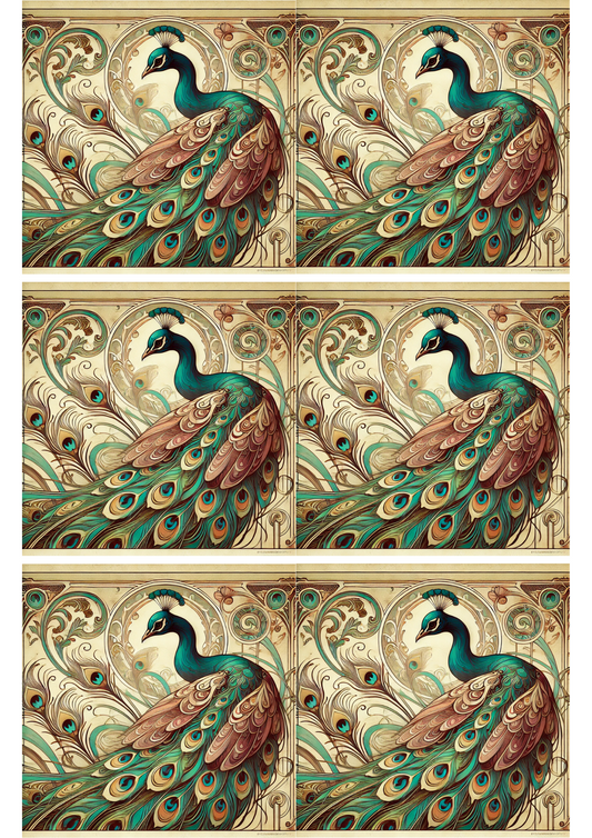 Reispapier für Decoupage Pfau Jugendstil Collage Kat. Nr. 2224