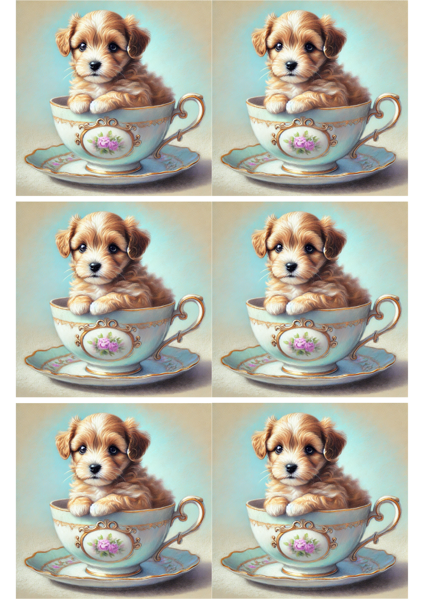 Reispapier für Decoupage, Collage „Kleiner Hund in einer Tasse“, Kat. Nr. 2246