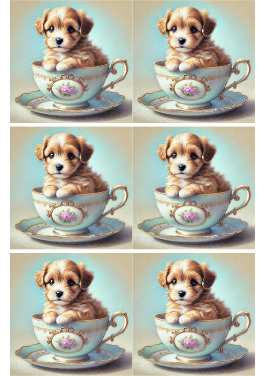 Reispapier für Decoupage, Collage „Kleiner Hund in einer Tasse“, Kat. Nr. 2246