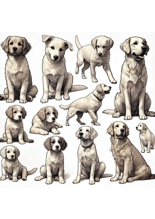 Reispapier für Decoupage, Hunde-Mix, komplett, Kat. Nr. 3094