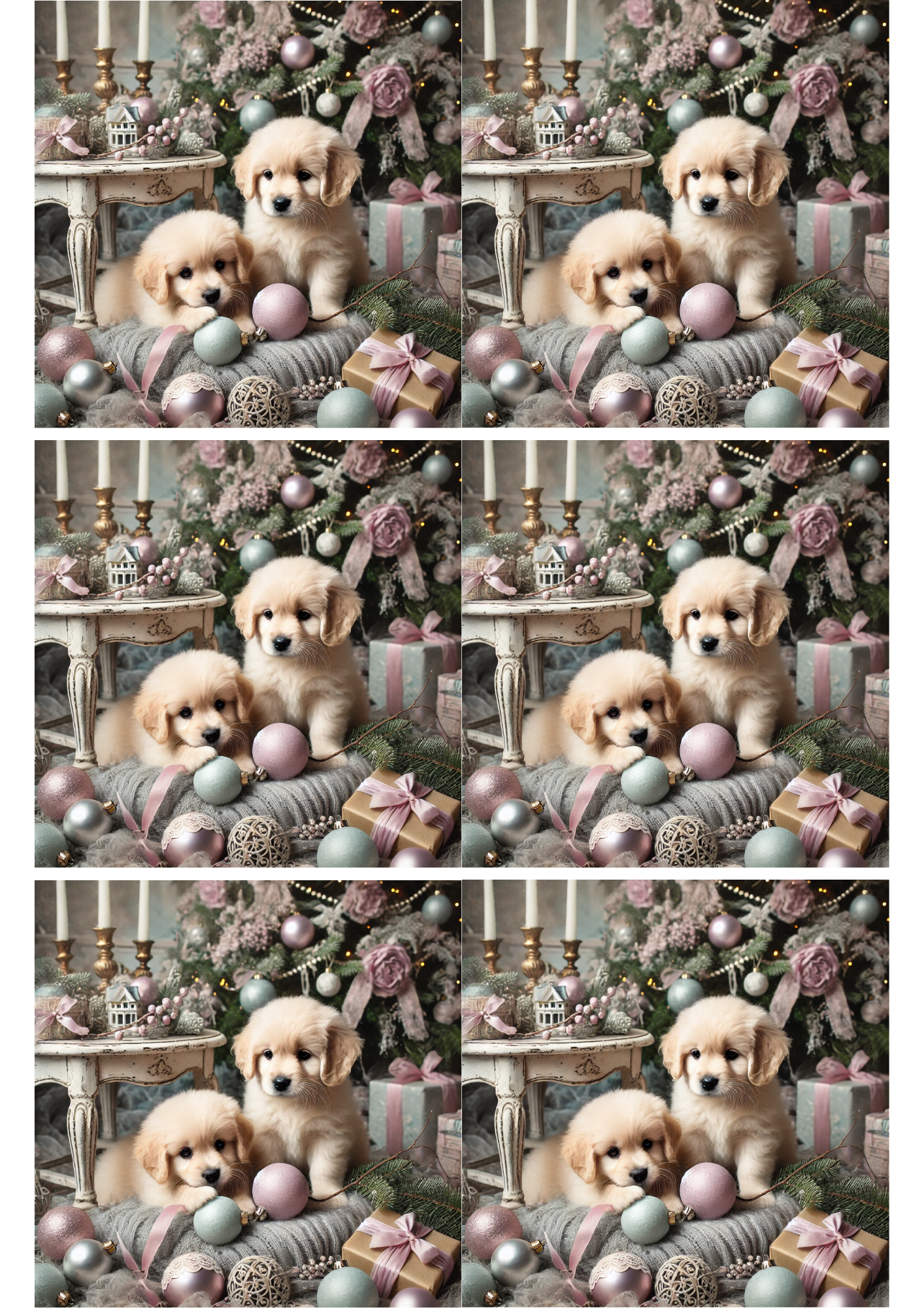 Reispapier für Decoupage-Collage „Hunde zu Weihnachten“ Kat. Nr. 2250