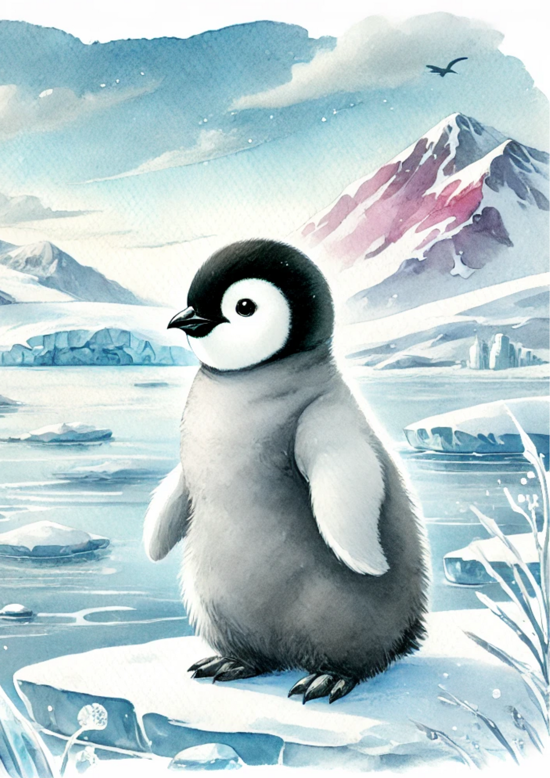 Reispapier für Decoupage Pinguin in Aquarell Volle Kat. Nr. 2255