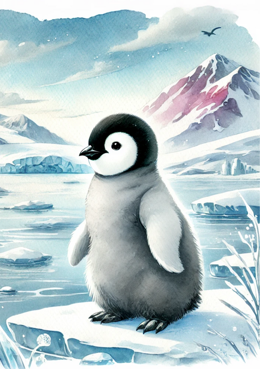 Reispapier für Decoupage Pinguin in Aquarell Volle Kat. Nr. 2255