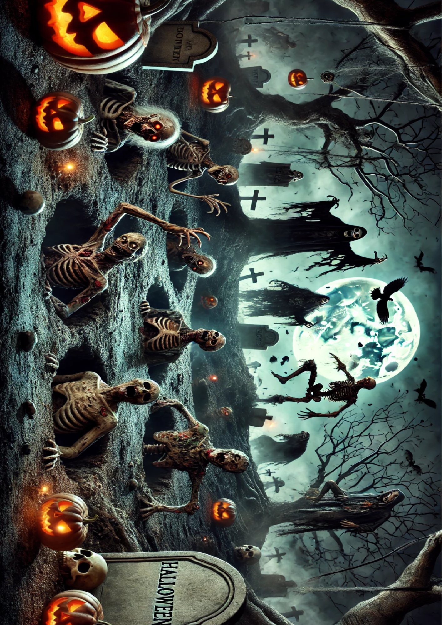 Reispapier für Decoupage Halloween-Monster, die aus der Erde kommen, vollständige Kat.-Nr. 1637