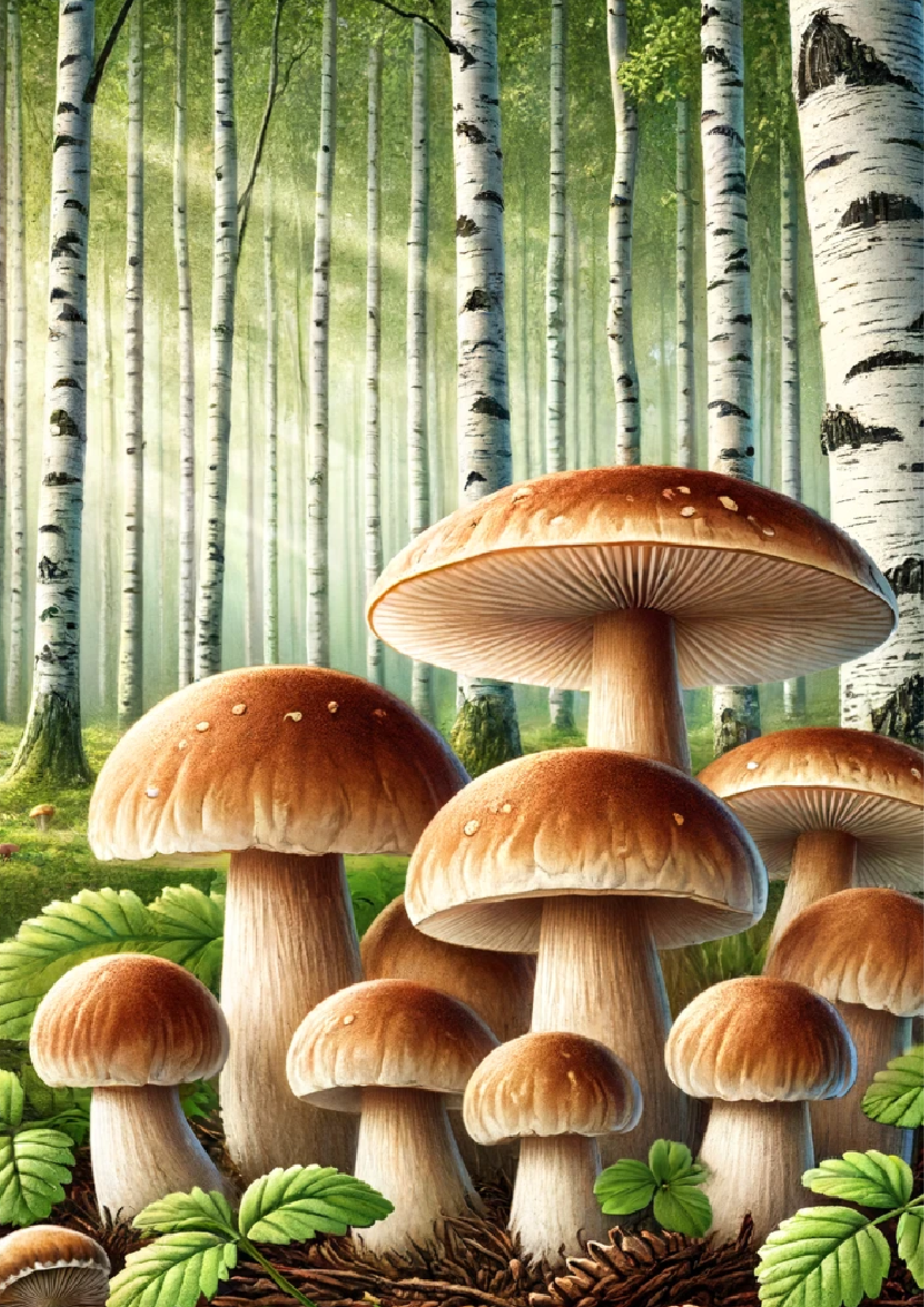 Reispapier für Decoupage-Pilze, Steinpilze im Birkenwald, volle Kat.-Nr. 1227