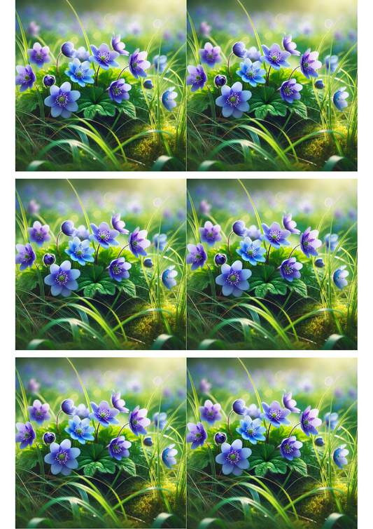 Rice Paper For Decoupage Hepatica Collage Cat. No. 3097