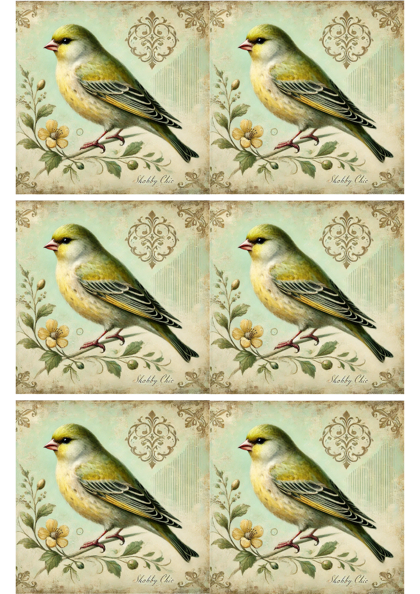 Reispapier für Decoupage Vogel Shabby Chic Collage Kat. Nr. 2284