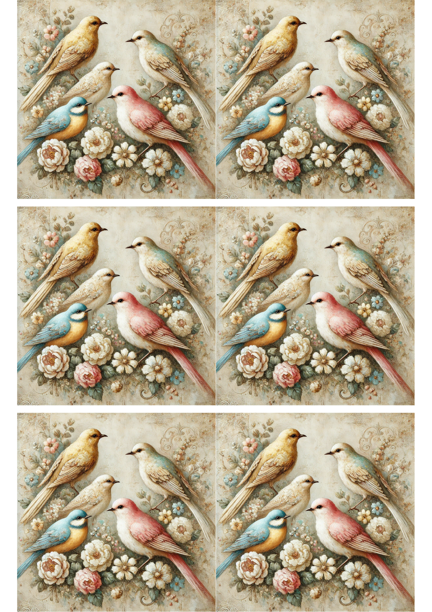 Reispapier für Decoupage-Vögel Shabby Chic Collage Kat. Nr. 2286