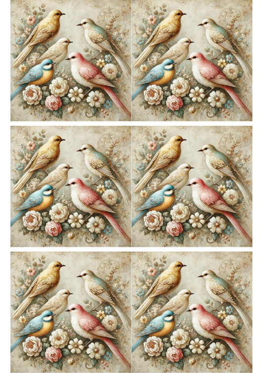 Reispapier für Decoupage-Vögel Shabby Chic Collage Kat. Nr. 2286