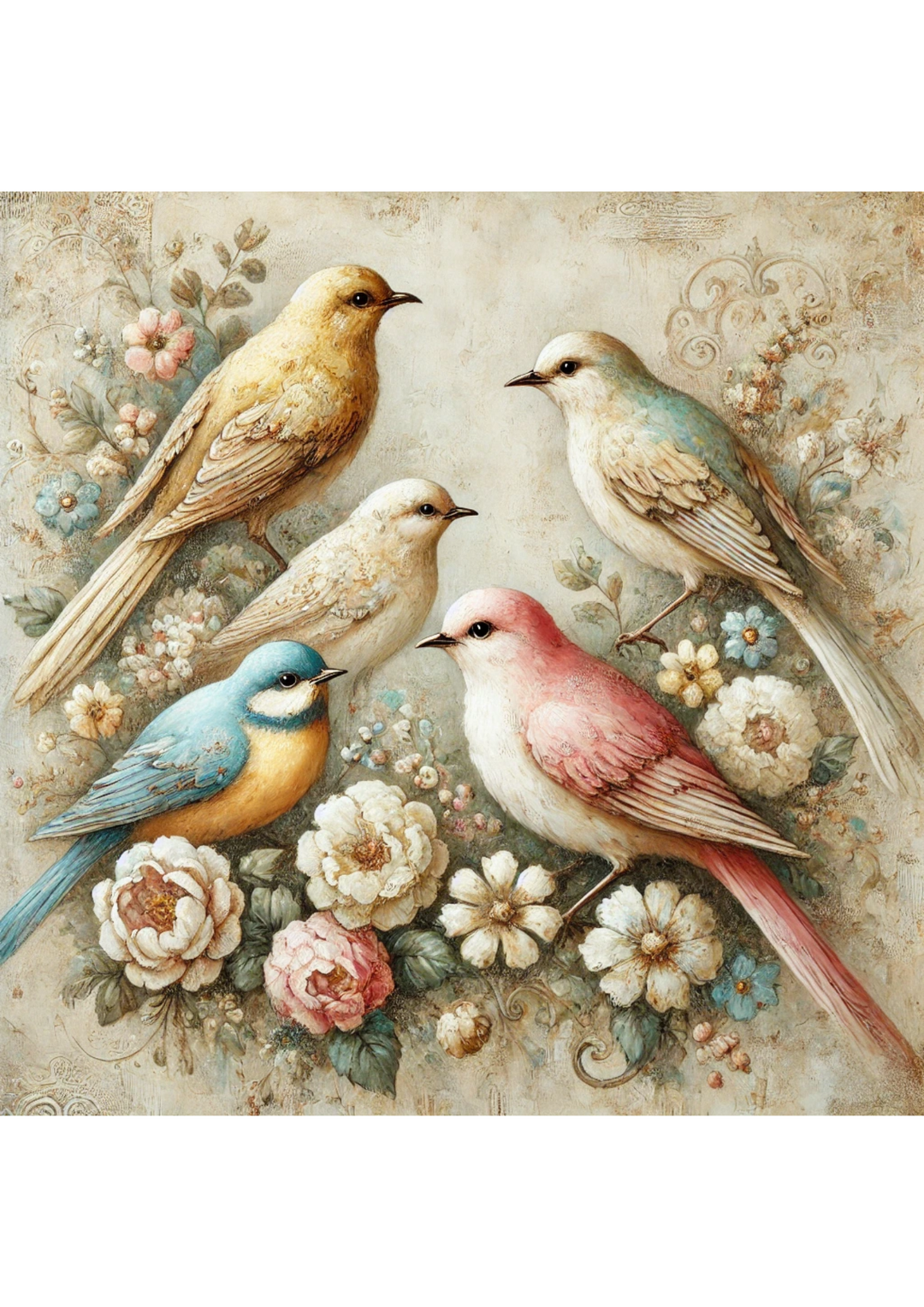 Reispapier für Decoupage Vögel Shabby Chic Full Kat. Nr. 2287