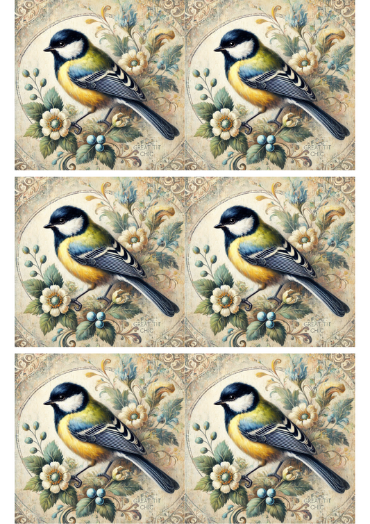 Reispapier für Decoupage Blaumeise Shabby Chic Collage Kat. Nr. 2290