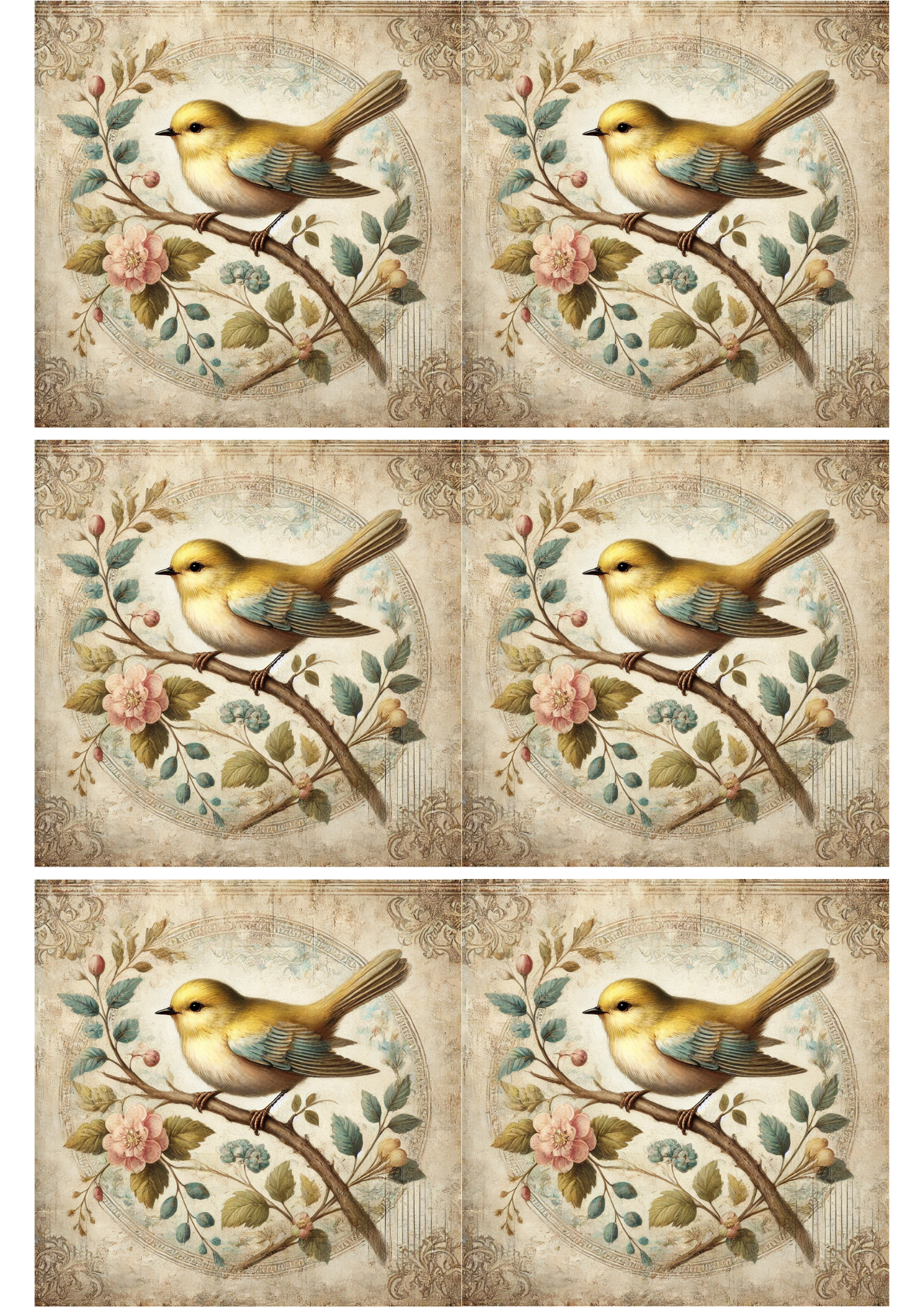 Reispapier für Decoupage Vogel auf Zweig Shabby Chic Collage Kat. Nr. 2292