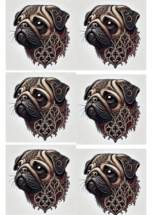 Reispapier für Decoupage Mops Gothic Style Collage Kat. Nr. 2298