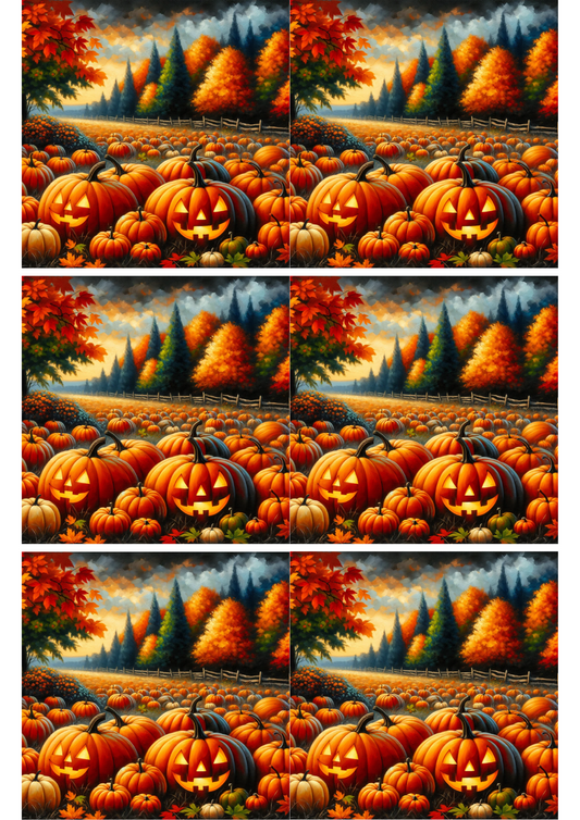 Reispapier für Decoupage Kürbisfeld-Collage Kat. Nr. 2302