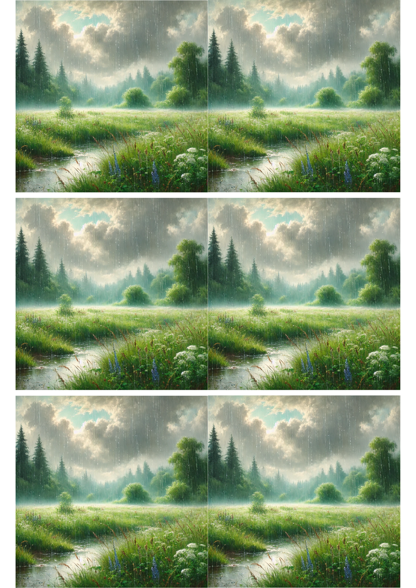 Reispapier für Decoupage, Collage „Regenlandschaft 2“, Kat. Nr. 2310