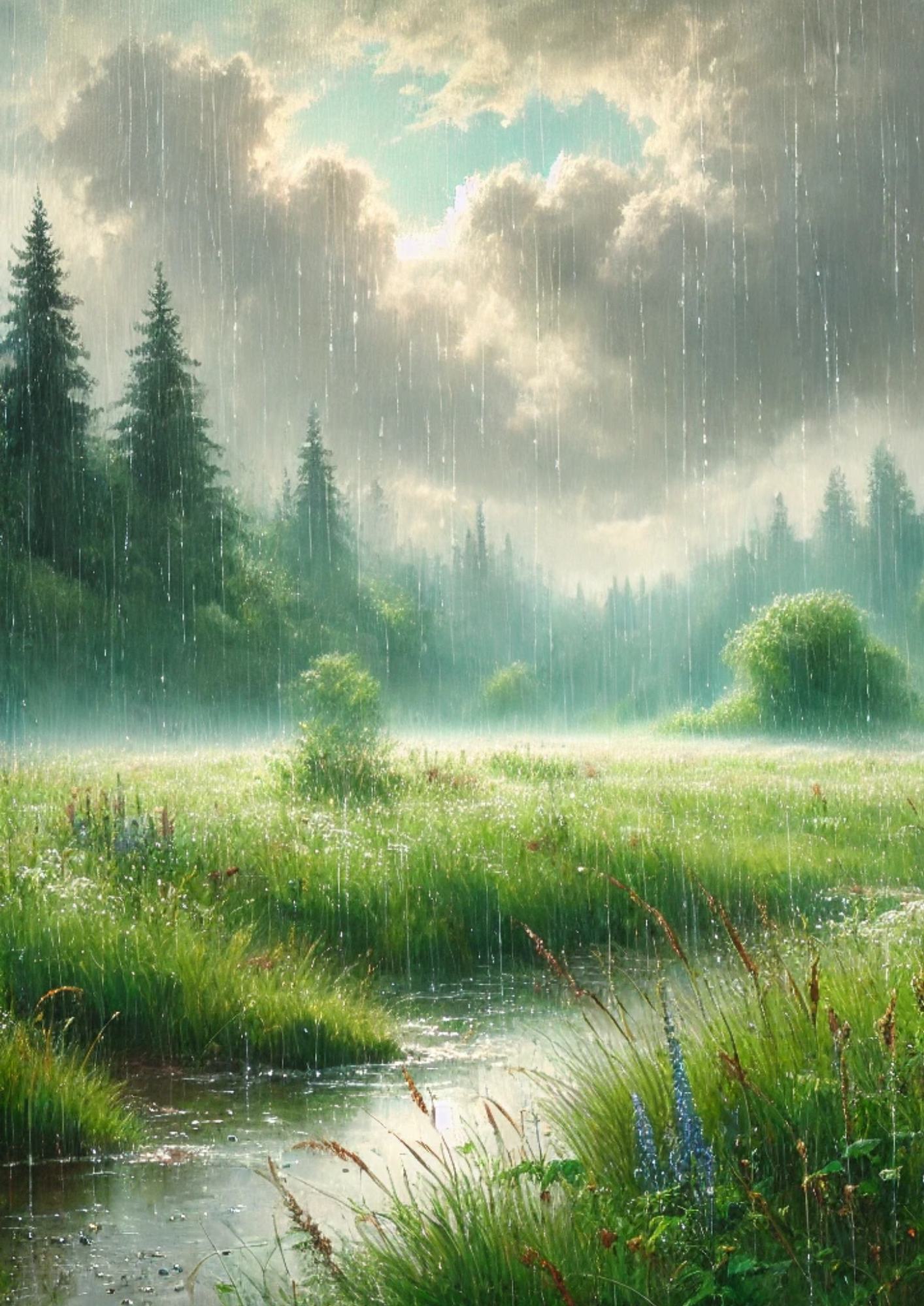 Reispapier für Decoupage, Regenlandschaft 2, vollständig, Kat. Nr. 2311