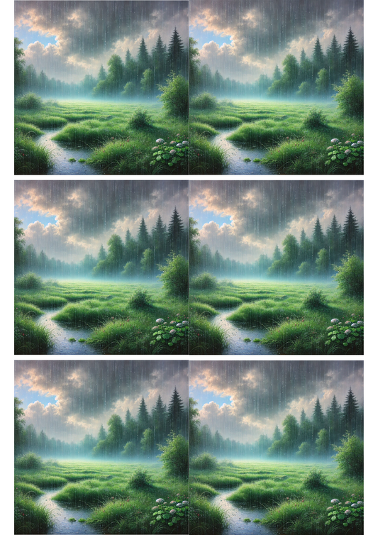 Reispapier für Decoupage, Collage „Regenlandschaft“, Kat. Nr. 2308