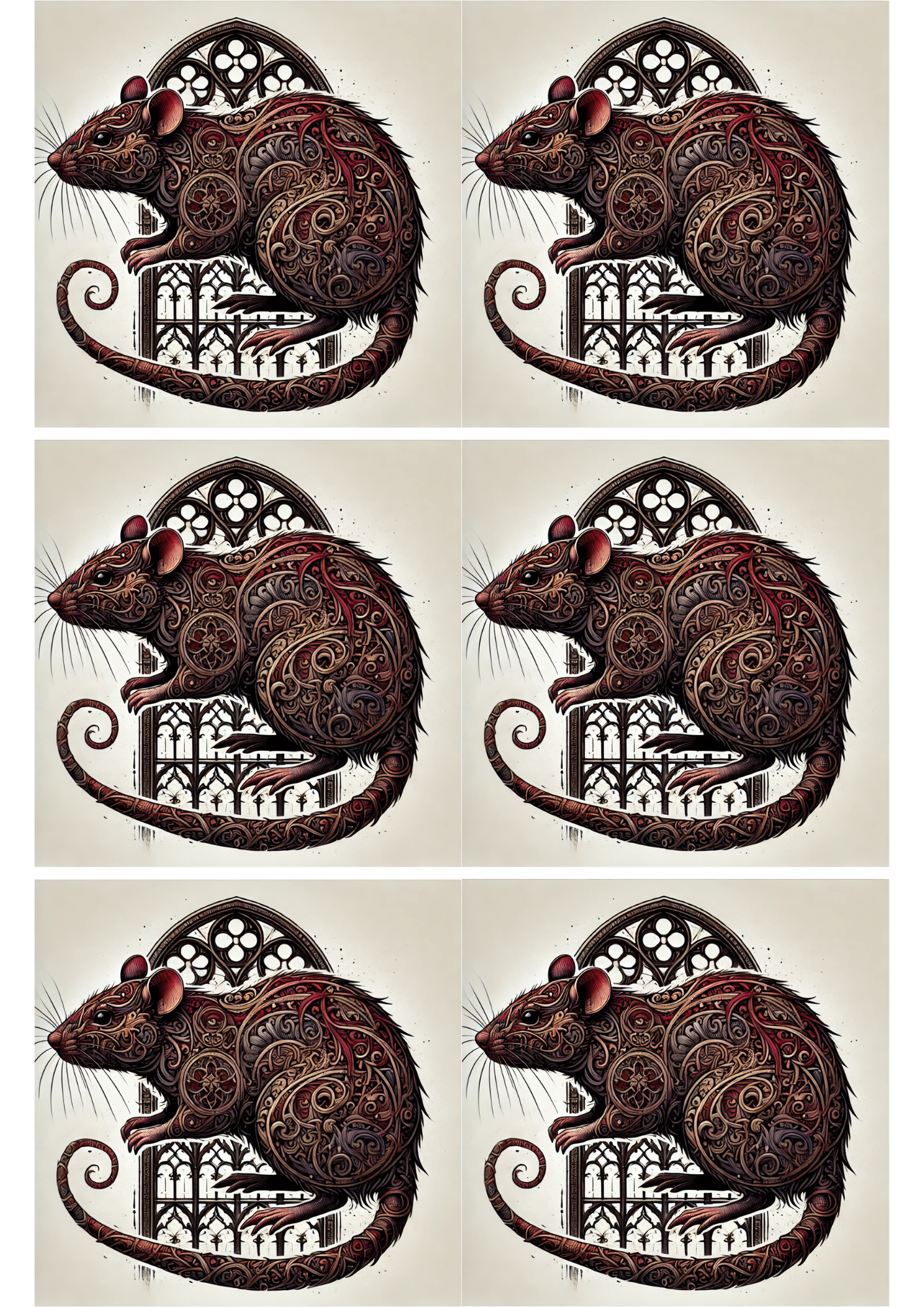 Reispapier für Decoupage-Ratte im Gothic-Stil, Collage, Kat.-Nr. 2314