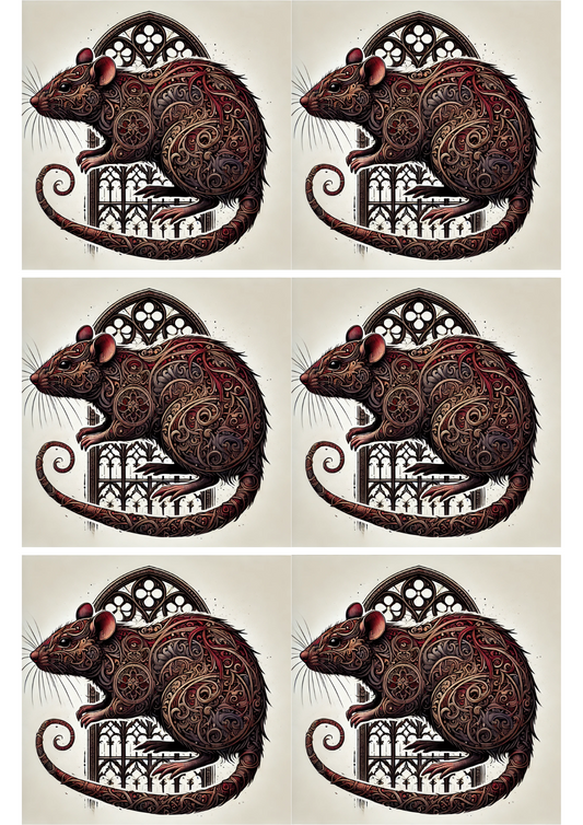 Reispapier für Decoupage-Ratte im Gothic-Stil, Collage, Kat.-Nr. 2314