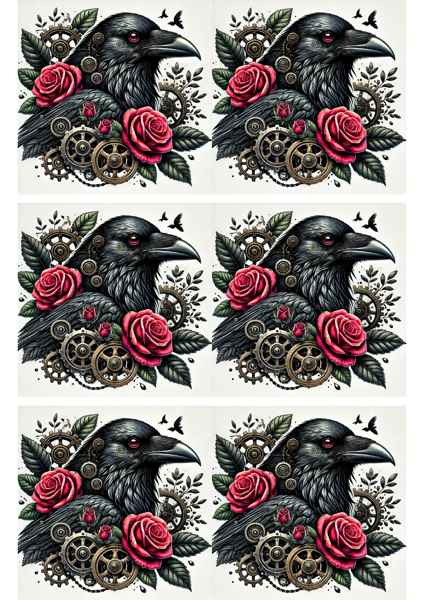 Reispapier für Decoupage Rabe Steampunk Collage Kat. Nr. 2887