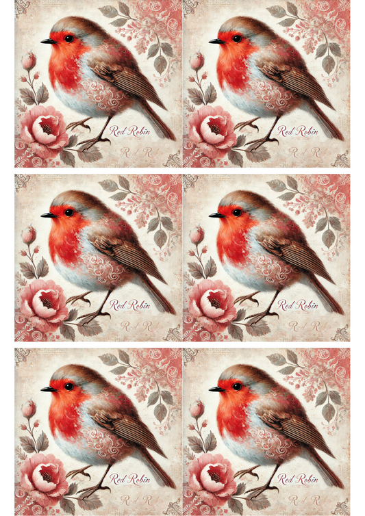 Reispapier für Decoupage Red Robin Shabby Chic Collage Kat. Nr. 2316