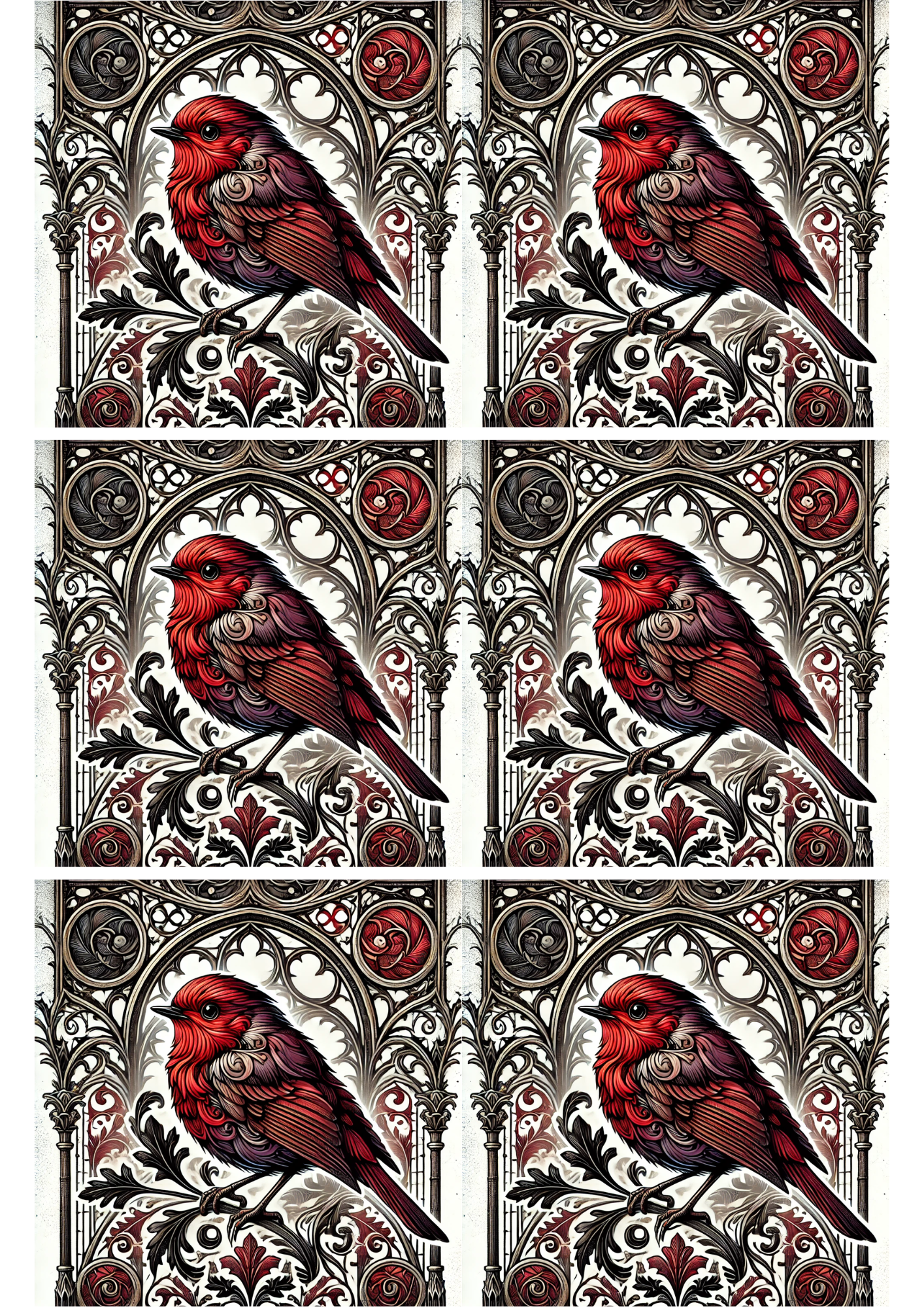 Reispapier für Decoupage, Rotkehlchen im Gothic-Stil, Collage, Kat. Nr. 2322
