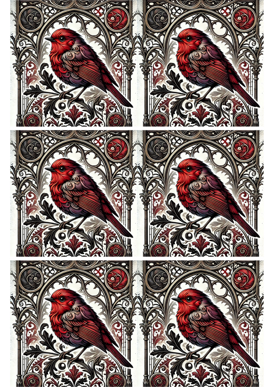 Reispapier für Decoupage, Rotkehlchen im Gothic-Stil, Collage, Kat. Nr. 2322