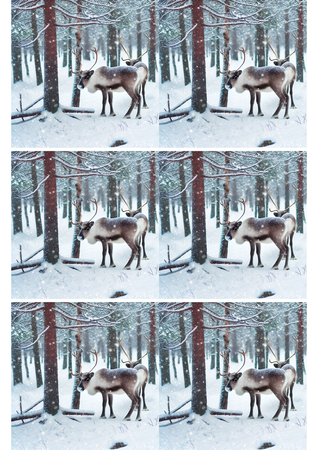 Rice Paper For Decoupage Reindeer In Winter Forest 2 Collage Cat. No. 2333