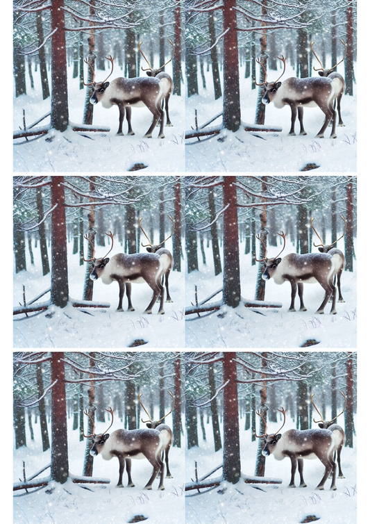 Rice Paper For Decoupage Reindeer In Winter Forest 2 Collage Cat. No. 2333