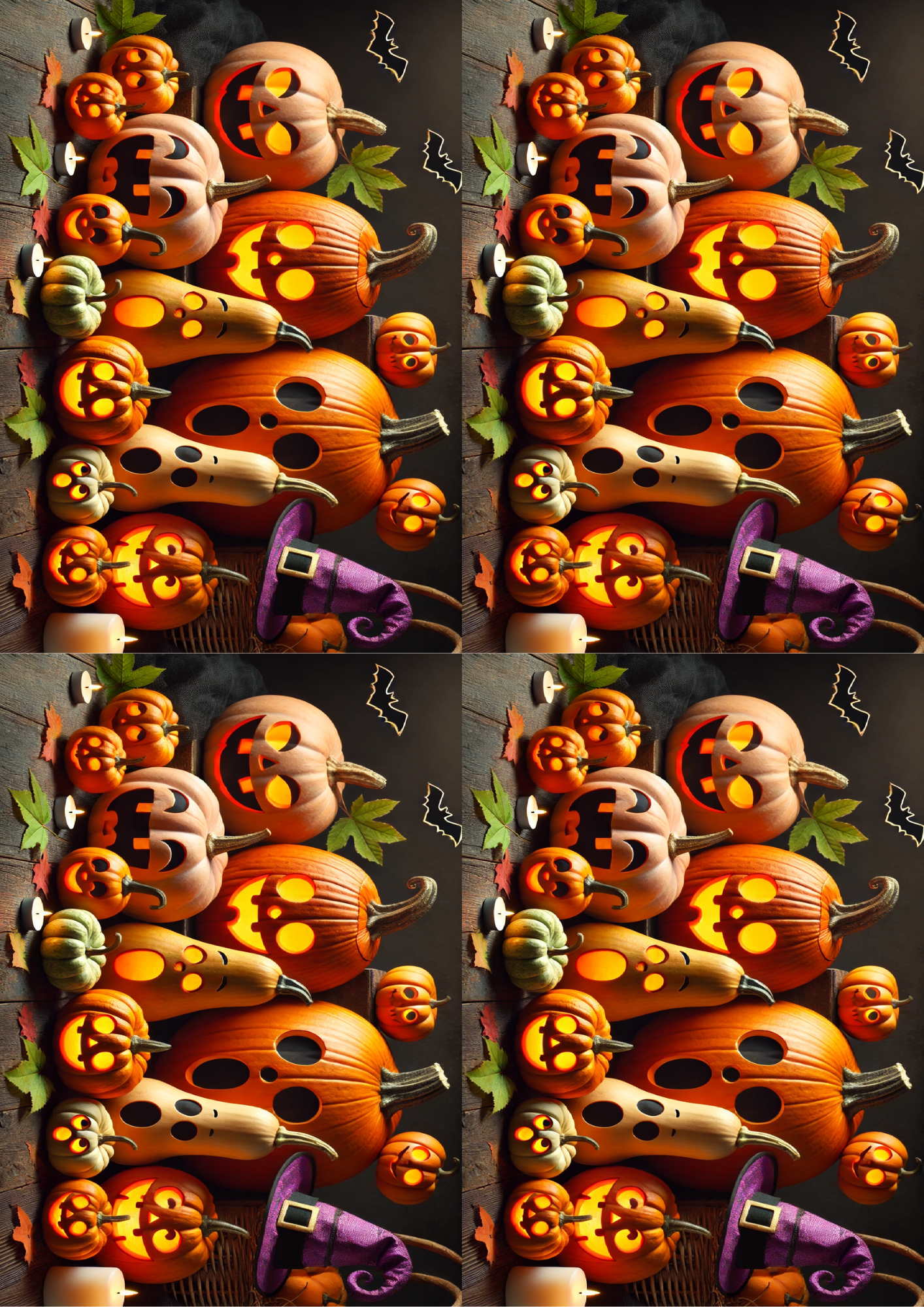 Reispapier für Decoupage Halloween-Familienkürbis-Collage Kat. Nr. 1638