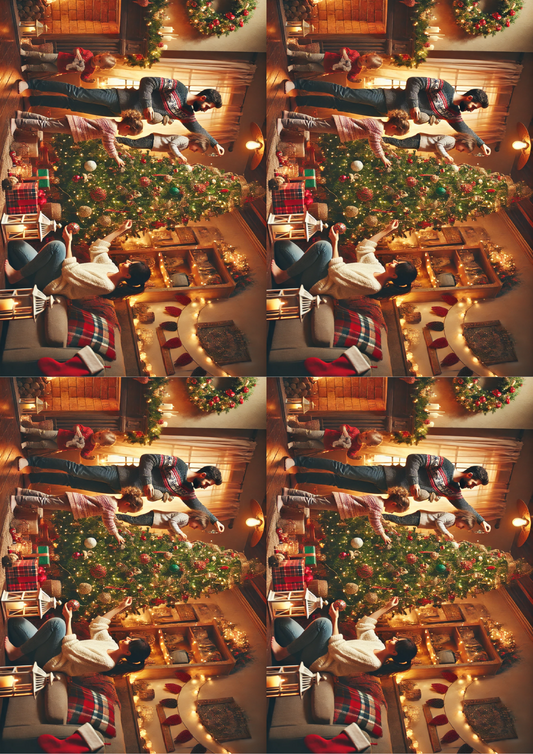 Rice Paper for Decoupage Family Decorates Christmas Tree Collage Cat. No. 1580