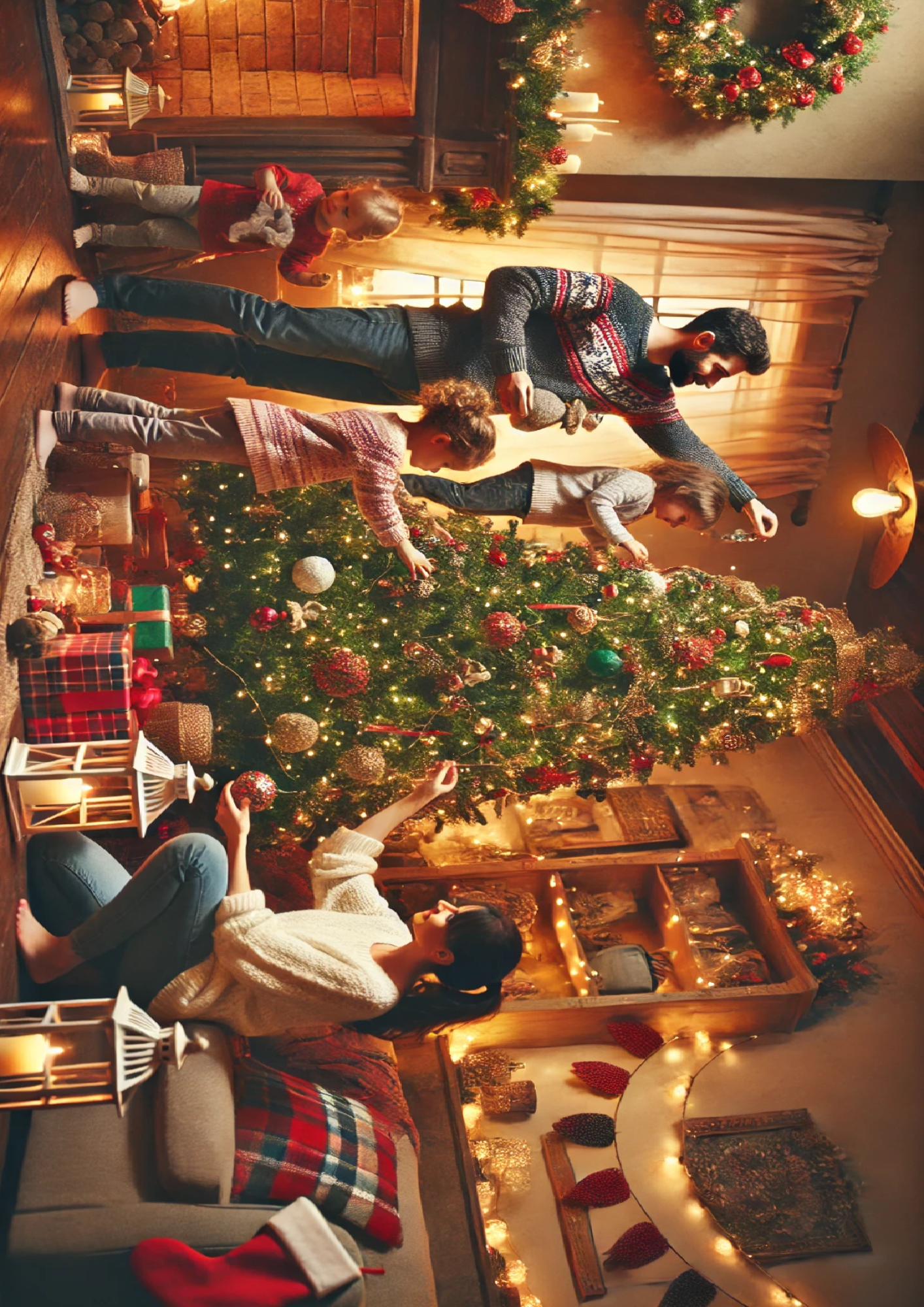 Rice Paper for Decoupage Family Decorates Christmas Tree Full Cat. No. 1581