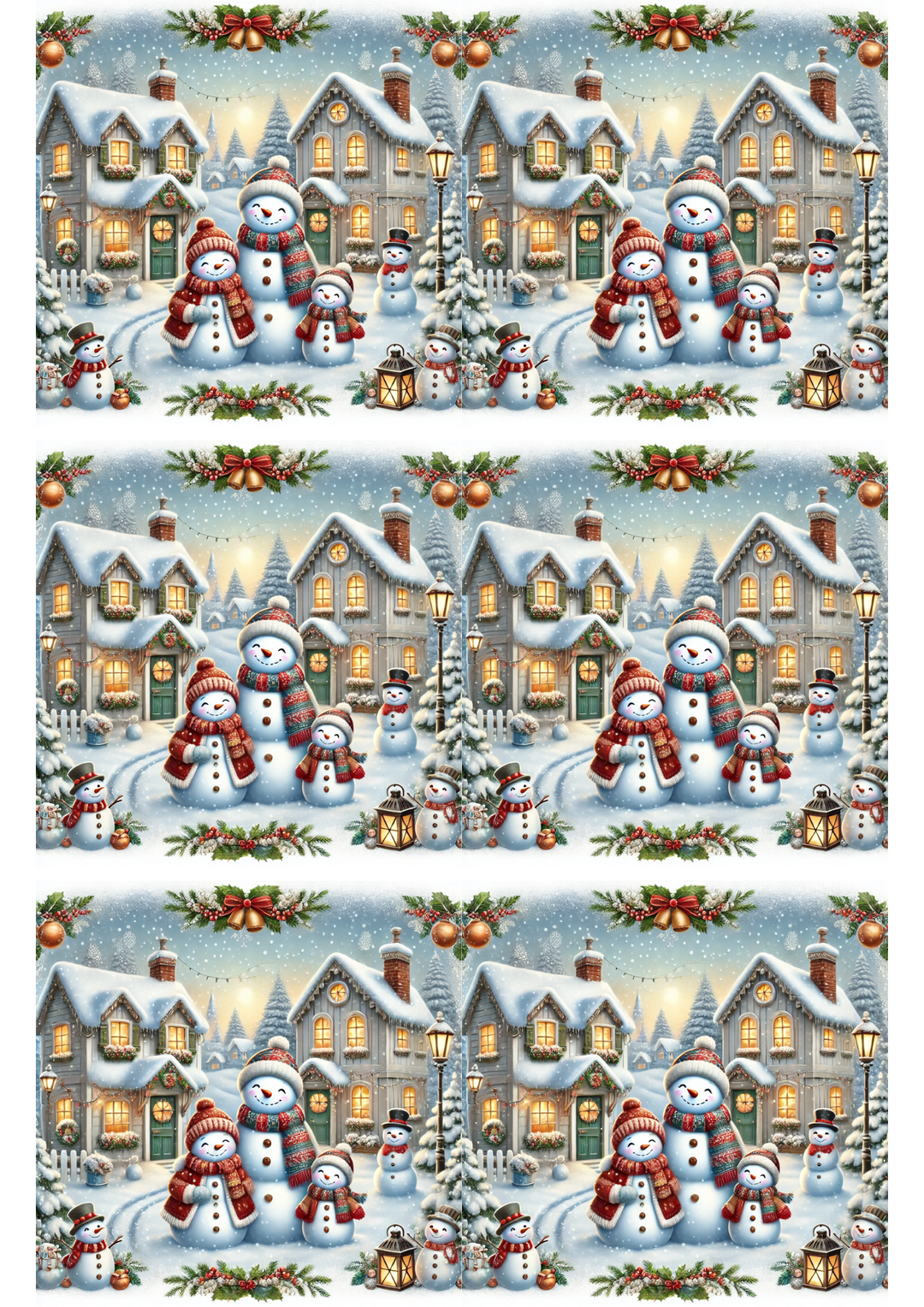 Rice Paper For Decoupage Snowman Family Collage Cat. No. 2773