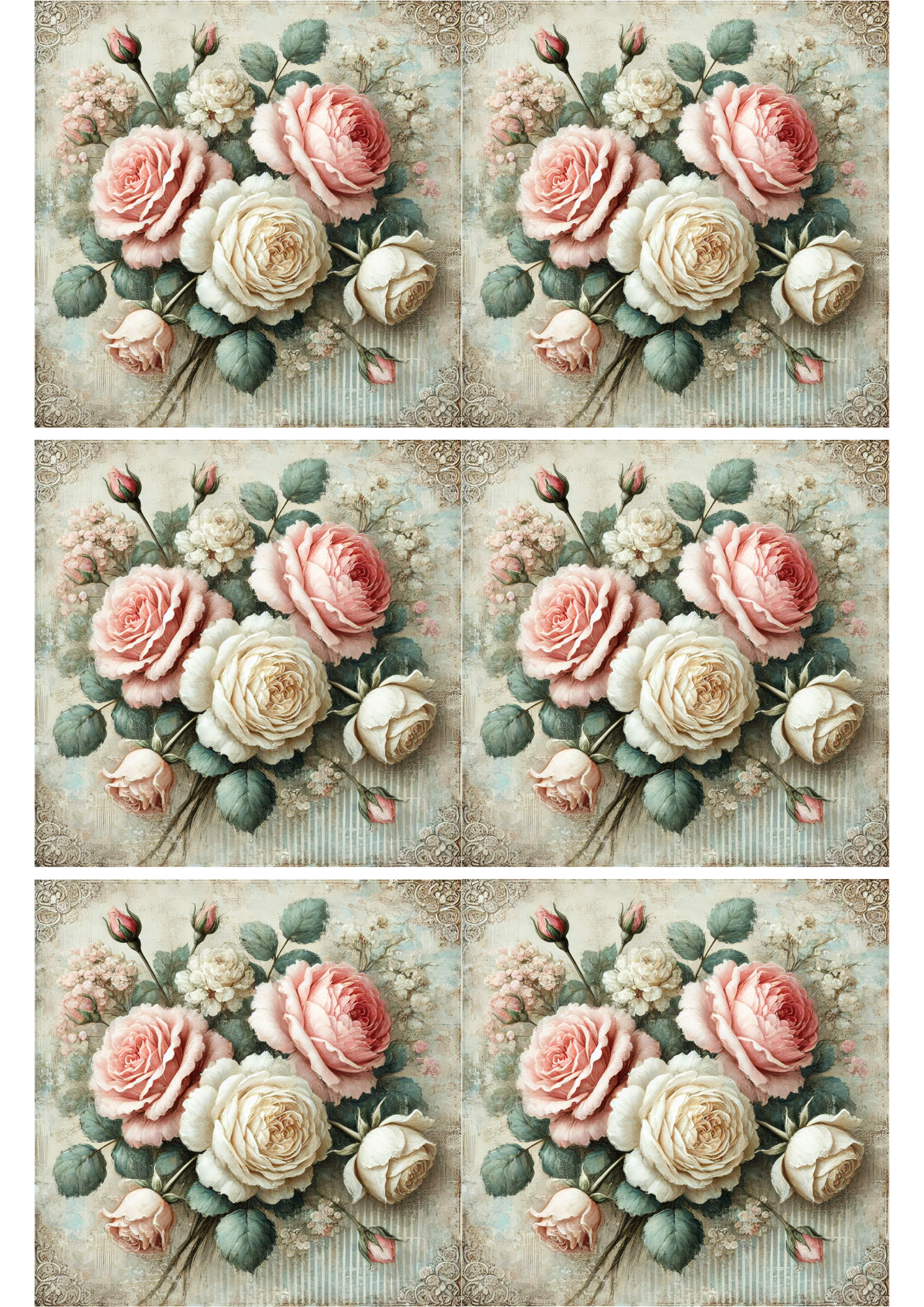 Rice Paper For Decoupage Roses Shabby Chic Collage Cat. No. 2357