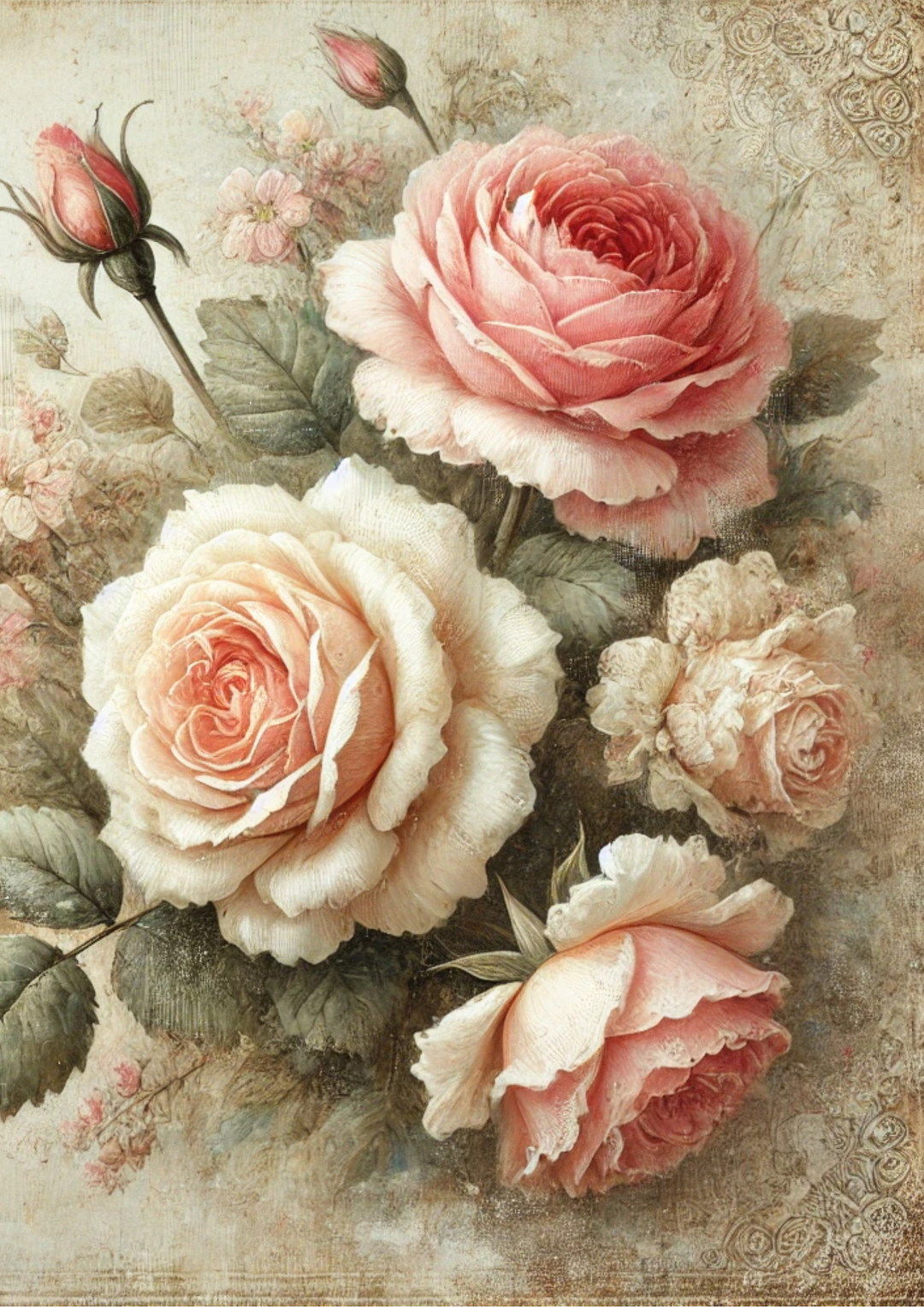 Reispapier für Decoupage-Rosen Shabby Chic 2 Full Kat. Nr. 2360