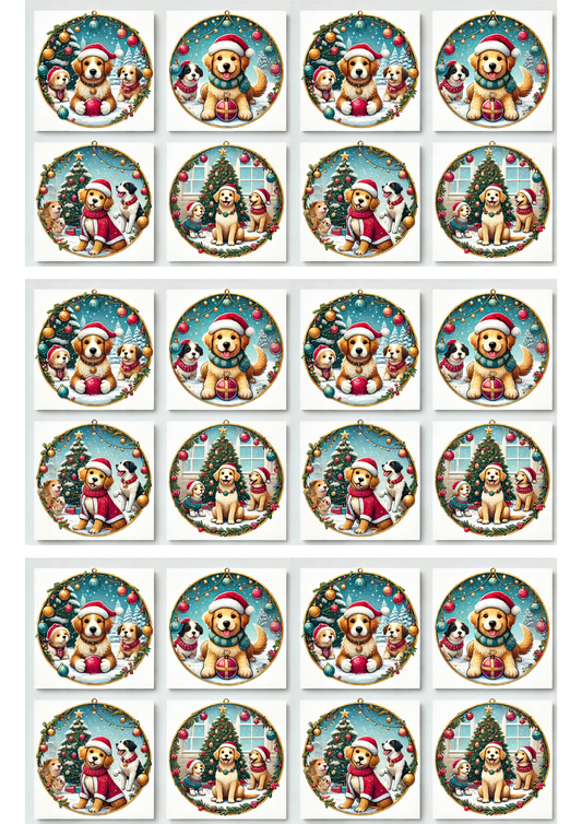 Reispapier für Decoupage-Collage „Hunde in runden Rahmen“ Kat. Nr. 3121
