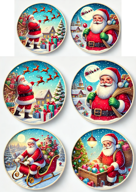 Rice Paper For Decoupage Santa Claus In Round Frames Full Cat. No. 3132