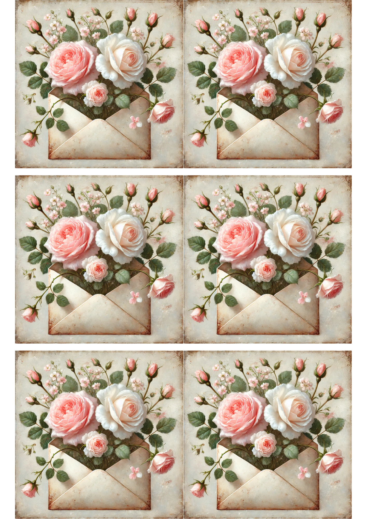 Reispapier für Decoupage-Rosen im Umschlag Vintage Collage Kat. Nr. 3135