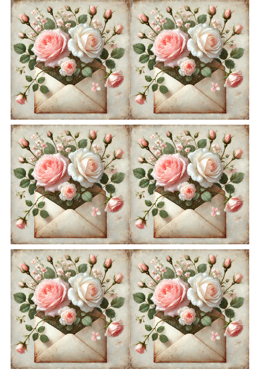 Reispapier für Decoupage-Rosen im Umschlag Vintage Collage Kat. Nr. 3135