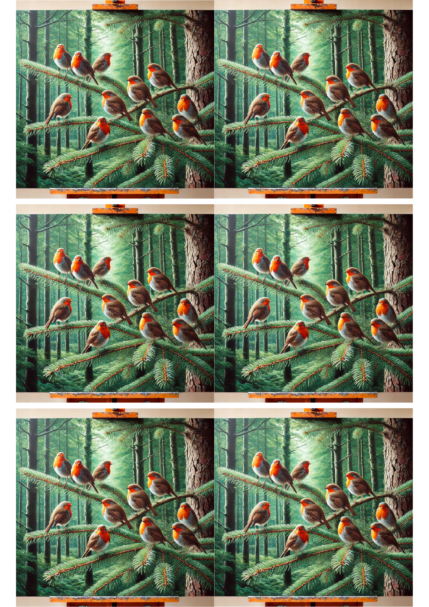 Reispapier für Decoupage-Collage „Rotkehlchen auf Kiefernbaum“ Kat. Nr. 2375