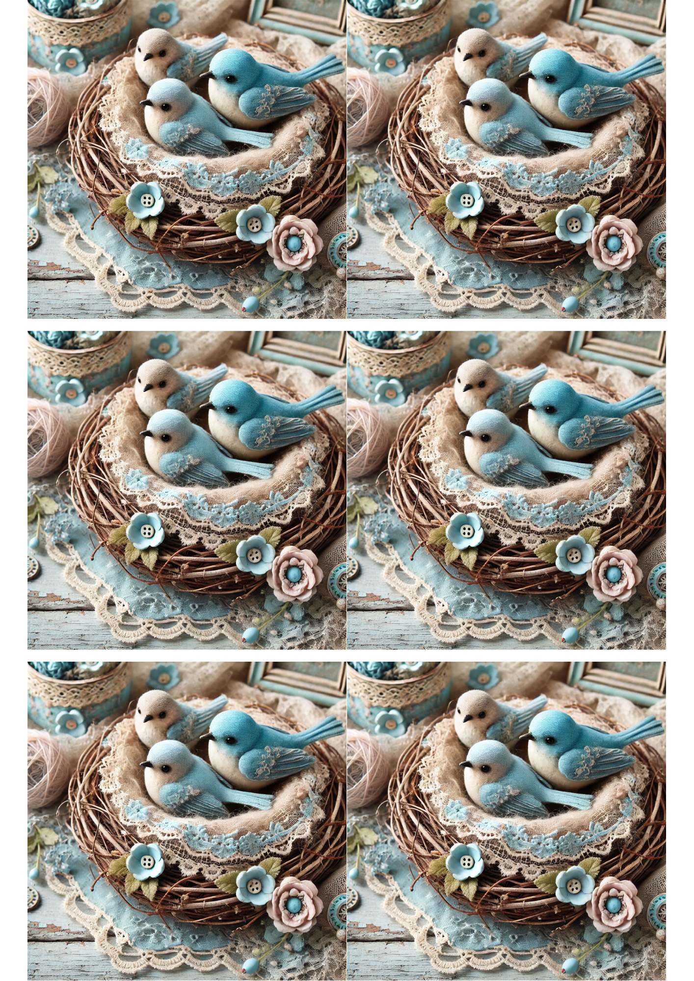 Reispapier für Decoupage, rustikale Vogelornament-Collage, Kat.-Nr. 2377
