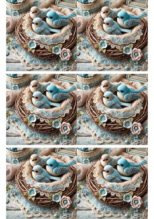 Reispapier für Decoupage, rustikale Vogelornament-Collage, Kat.-Nr. 2377