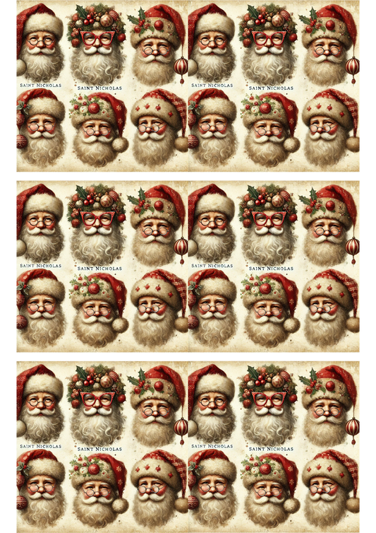 Rice Paper For Decoupage Santa Claus Mix Collage Cat. No. 3143