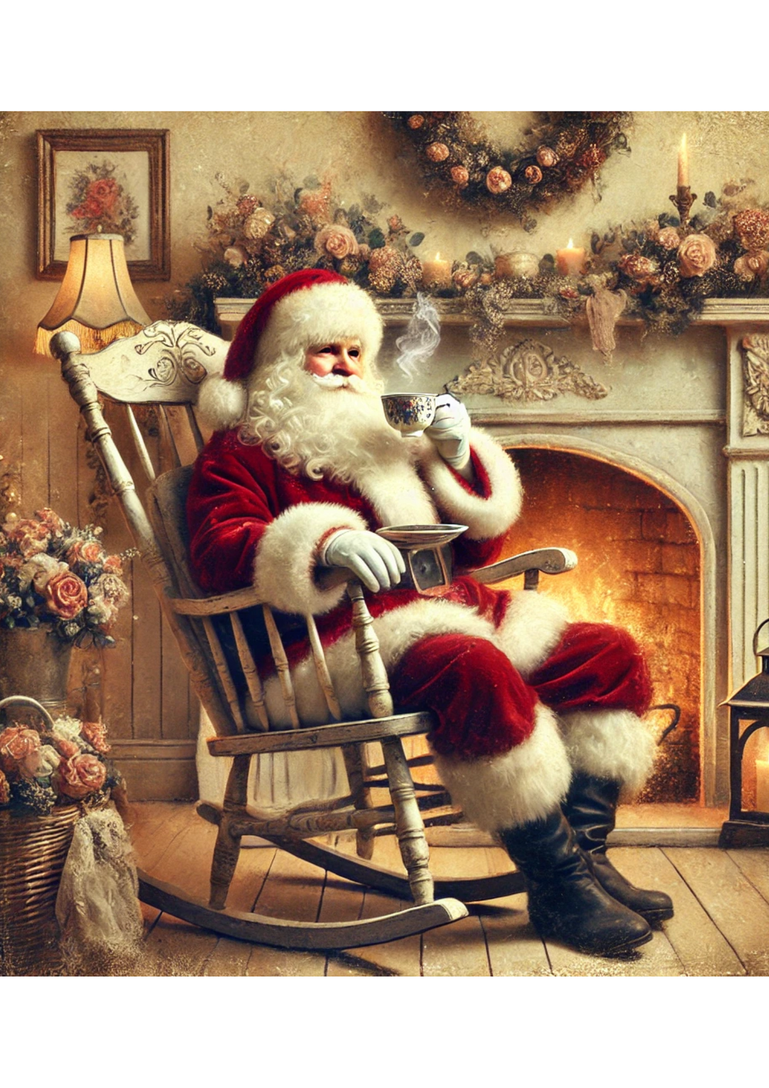 Reispapier für Decoupage Weihnachtsmann trinkt Tee Volle Kat. Nr. 2892