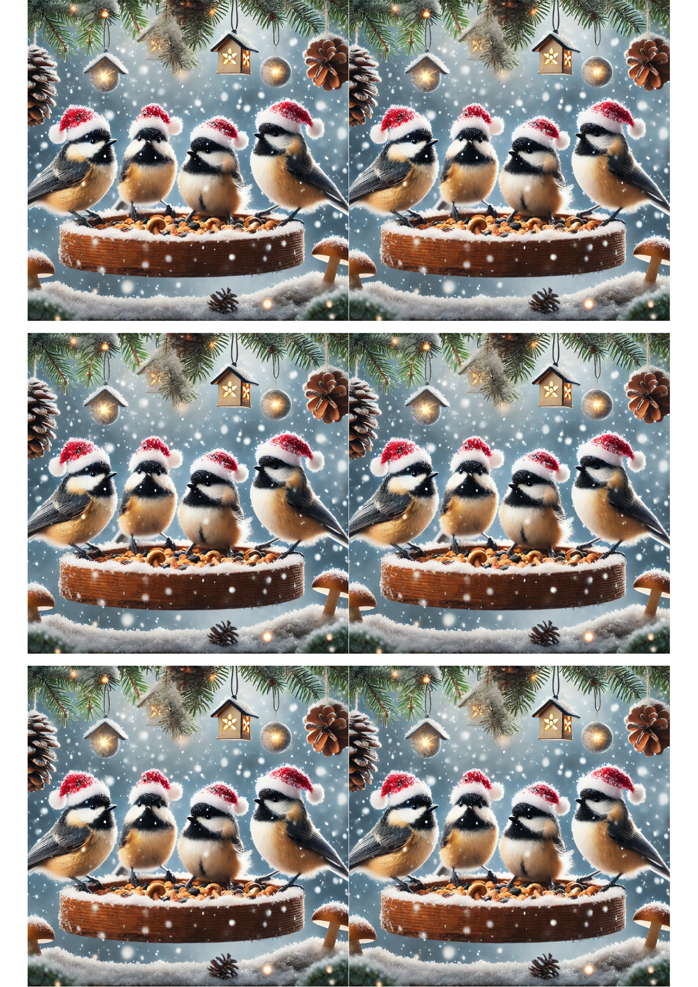 Rice Paper For Decoupage Titmouses At The Feeder In Winter 2 Collage Cat. No. 2441