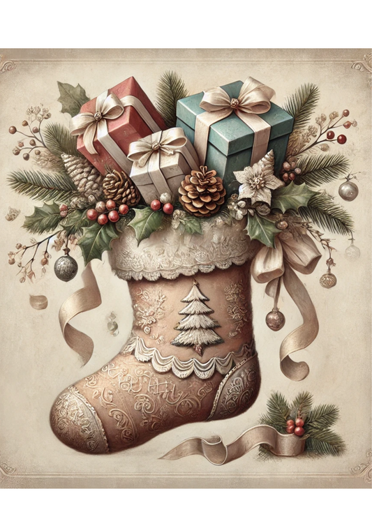 Rice Paper For Decoupage Christmas Sock 2 Full Cat. No. 3152