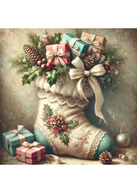 Rice Paper For Decoupage Christmas Sock Full Cat. No. 3150