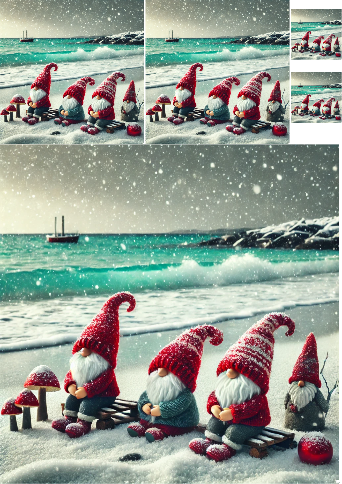 Rice Paper for Decoupage Gnomes by the Sea Collage Cat. No. 1461