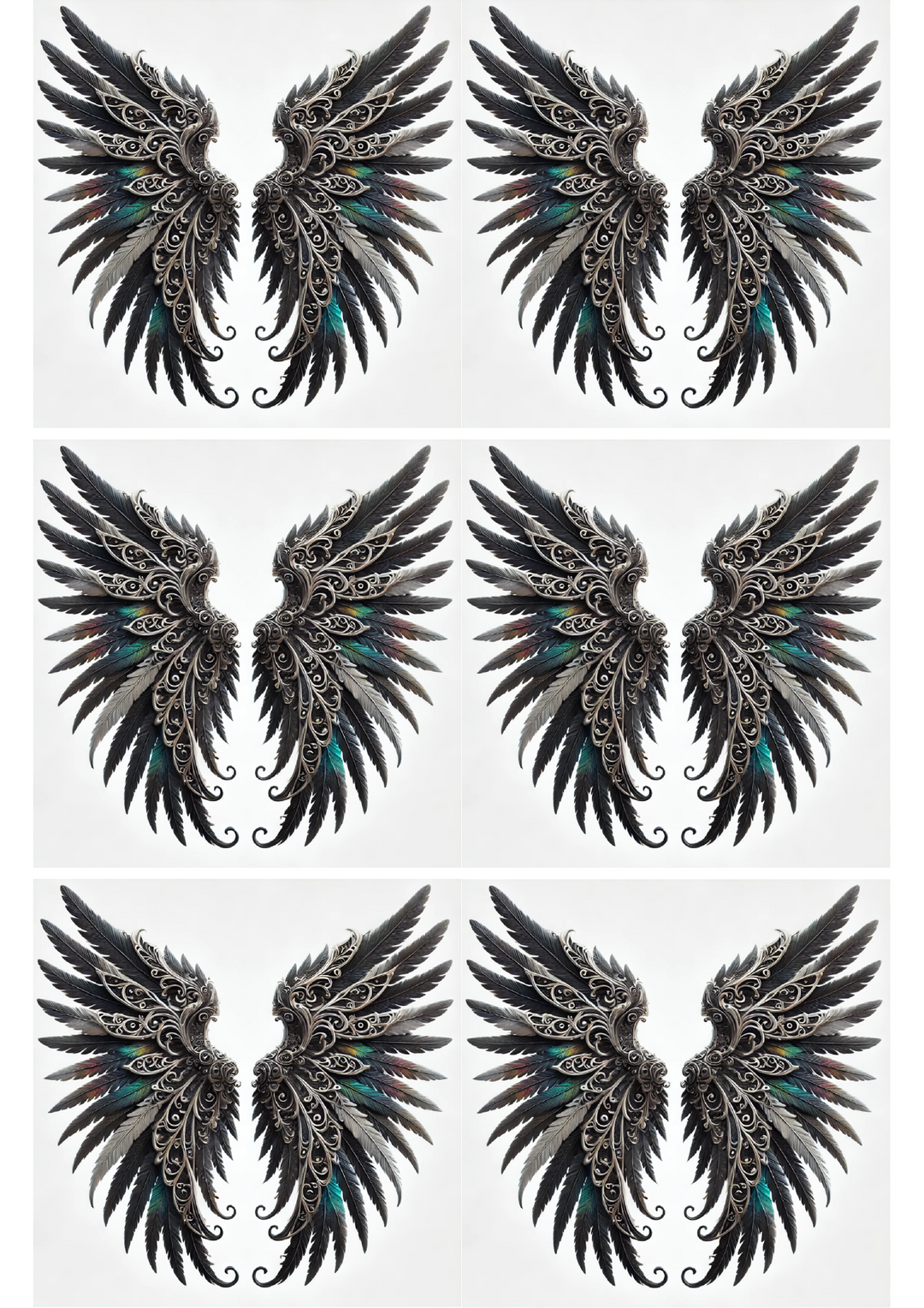 Reispapier für Decoupage Engelsflügel mit blauen Elementen im Gothic-Stil Collage Kat. Nr. 2397