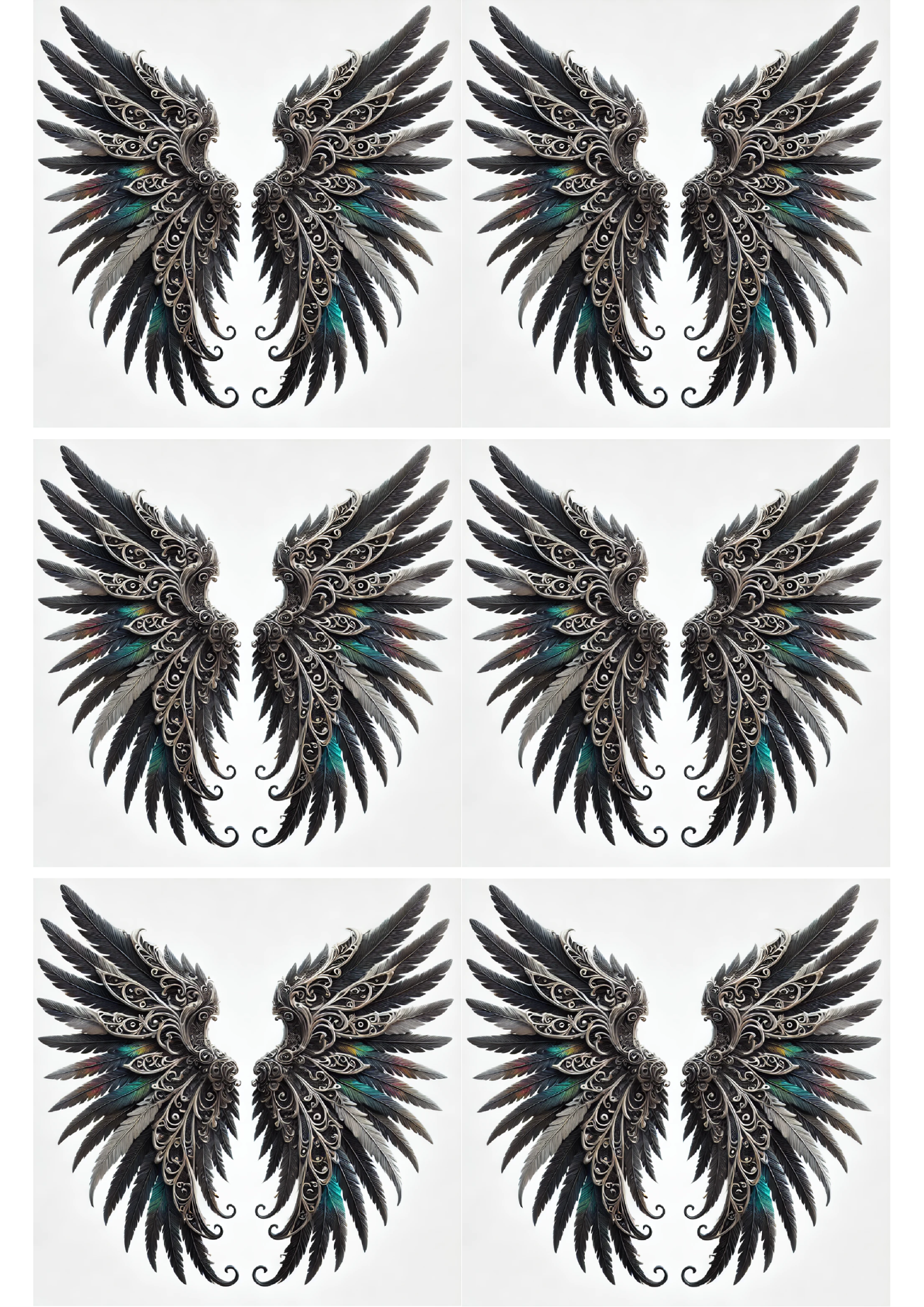 Reispapier für Decoupage Engelsflügel mit blauen Elementen im Gothic-Stil Collage Kat. Nr. 2397